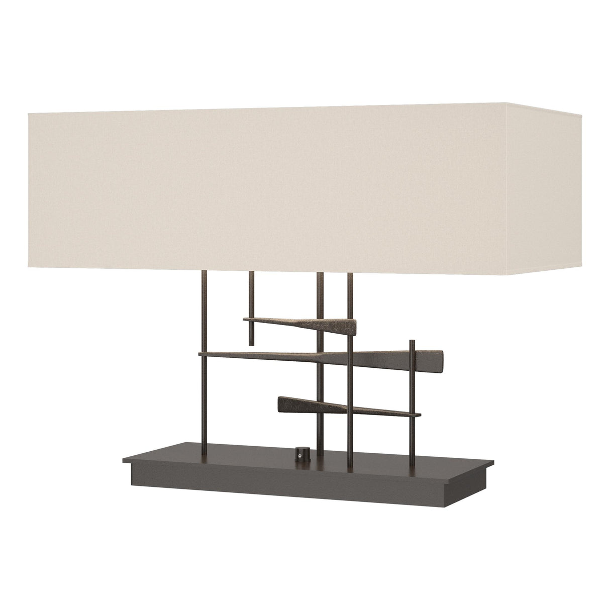 Hubbardton Forge 2013 Oil Rubbed Bronze Flax Shade (SE) Cavaletti Table Lamp