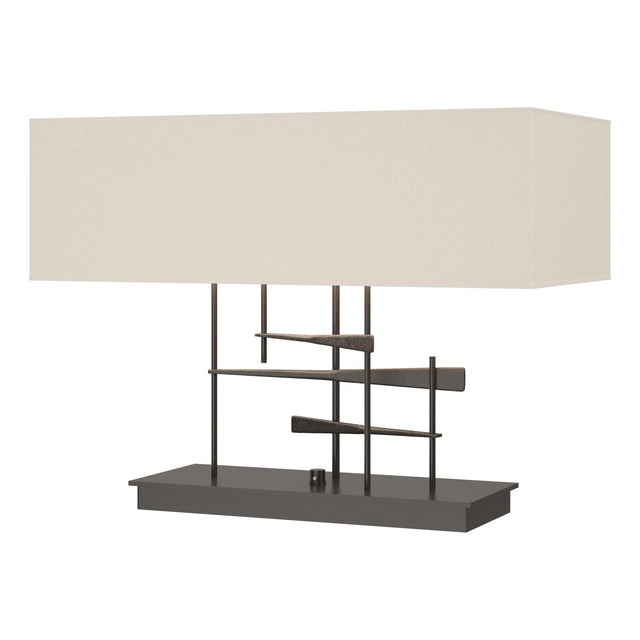 Hubbardton Forge 2013 Oil Rubbed Bronze Flax Shade (SE) Cavaletti Table Lamp