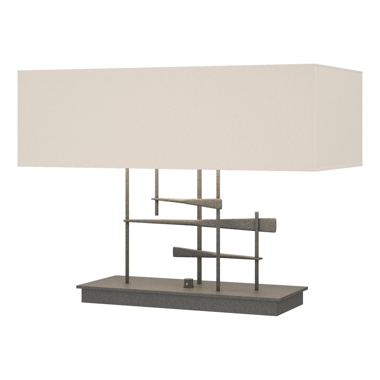 Hubbardton Forge 2013 Natural Iron Flax Shade (SE) Cavaletti Table Lamp