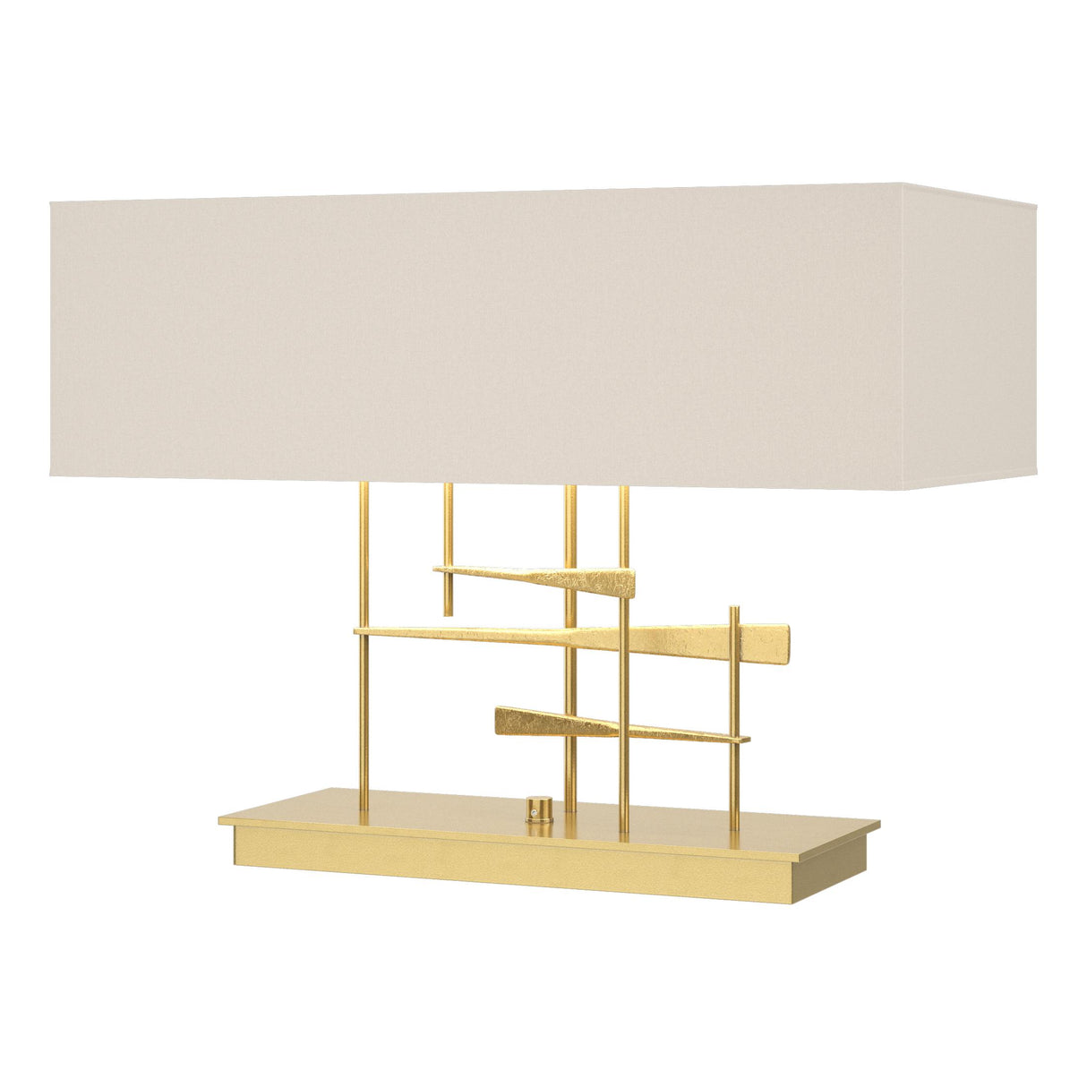Hubbardton Forge 2013 Modern Brass Flax Shade (SE) Cavaletti Table Lamp