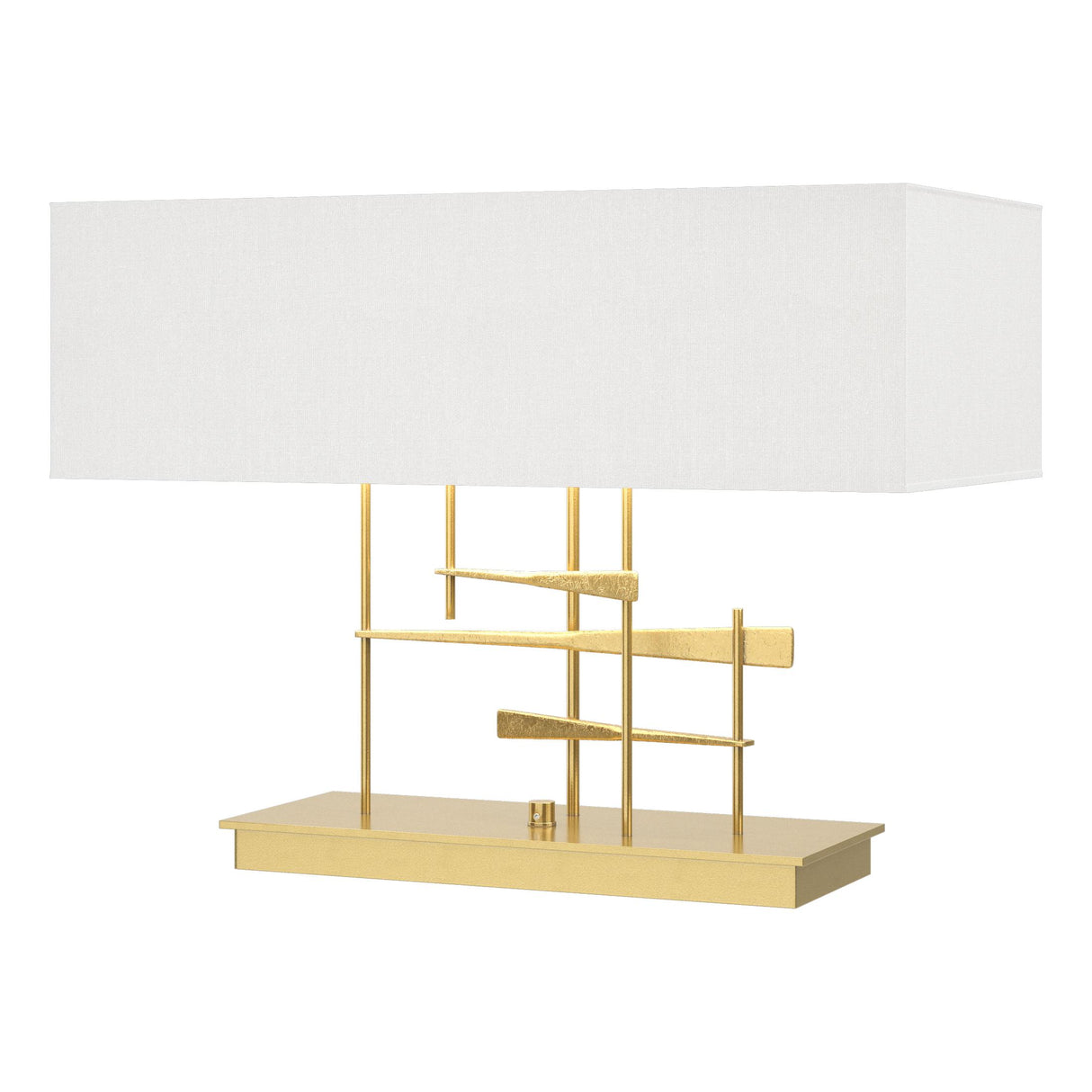 Hubbardton Forge 2013 Modern Brass Natural Anna Shade (SF) Cavaletti Table Lamp