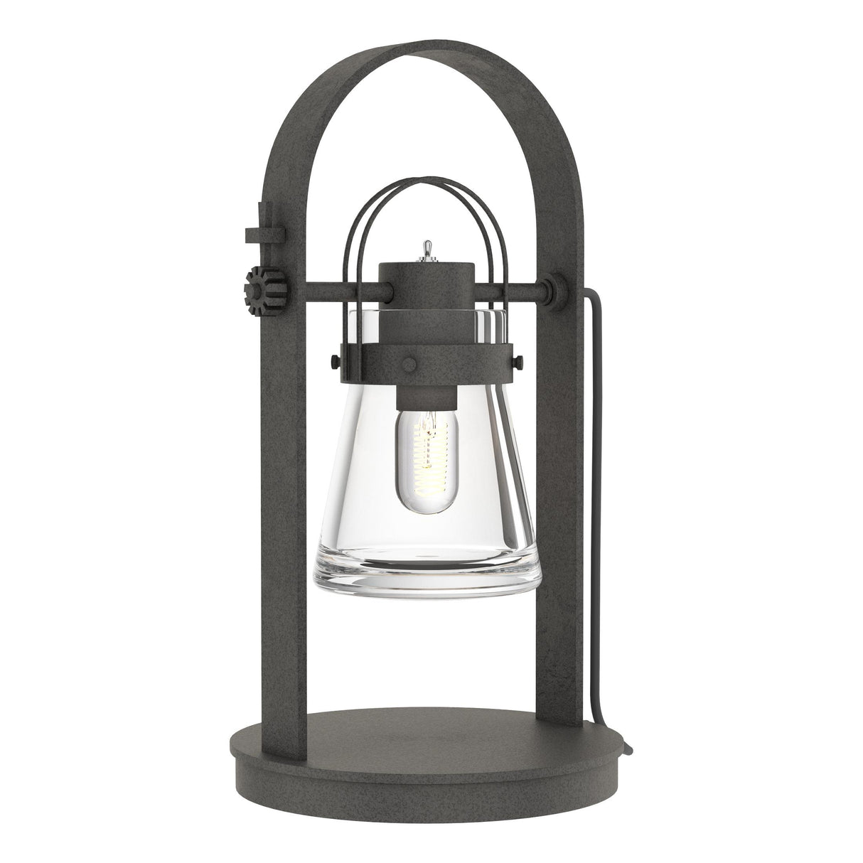 Hubbardton Forge 2014 Natural Iron Clear Glass (ZM) Erlenmeyer Table Lamp