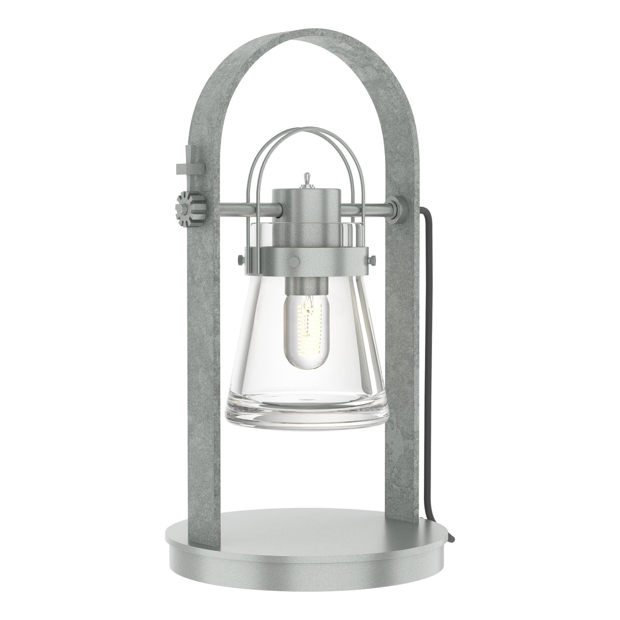 Hubbardton Forge 2014 Vintage Platinum Clear Glass (ZM) Erlenmeyer Table Lamp
