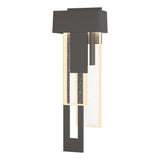 Hubbardton Forge 2018 Coastal Oil Rubbed Bronze Seeded Clear Glass (II) Left Rainfall LED Outdoor Sconce