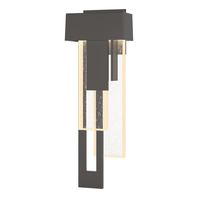 Hubbardton Forge 2018 Coastal Oil Rubbed Bronze Seeded Clear Glass (II) Left Rainfall LED Outdoor Sconce