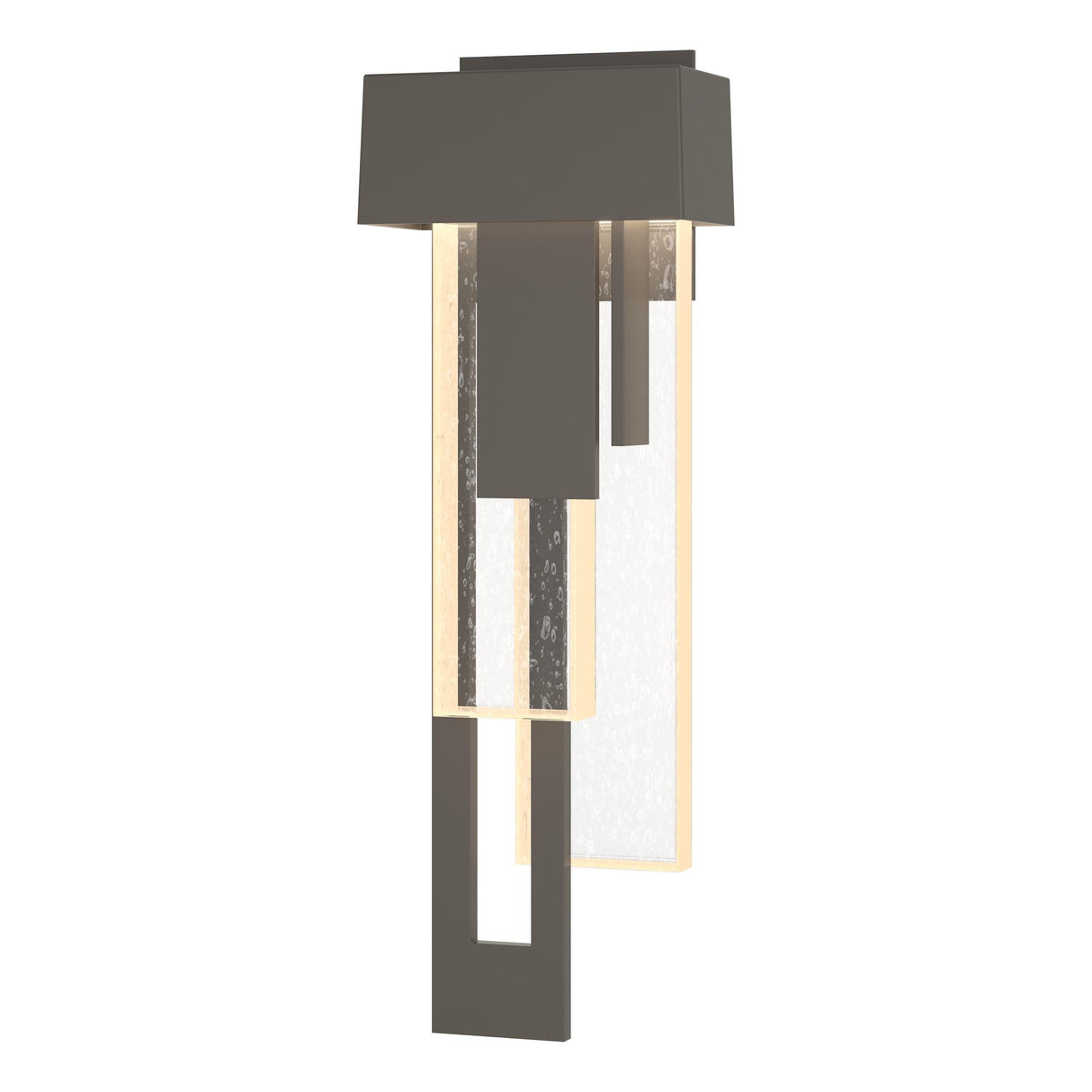 Hubbardton Forge 2018 Coastal Dark Smoke Seeded Clear Glass (II) Left Rainfall LED Outdoor Sconce