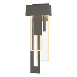Hubbardton Forge 2018 Coastal Dark Smoke Seeded Clear Glass (II) Left Rainfall LED Outdoor Sconce