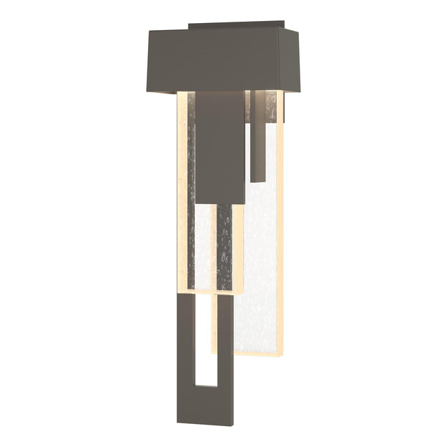 Hubbardton Forge 2018 Coastal Dark Smoke Seeded Clear Glass (II) Left Rainfall LED Outdoor Sconce