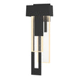 Hubbardton Forge 2018 Coastal Black Seeded Clear Glass (II) Left Rainfall LED Outdoor Sconce