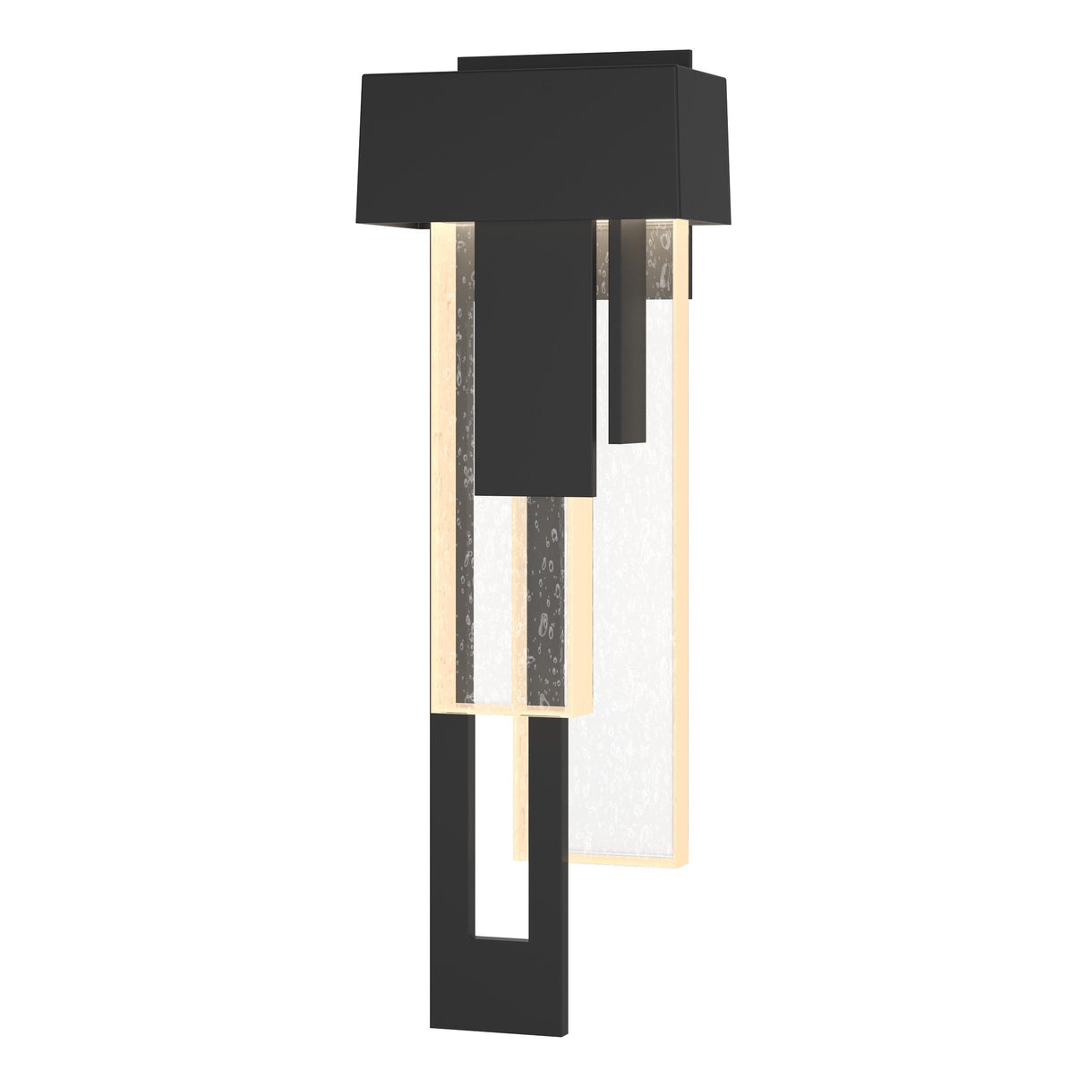 Hubbardton Forge 2018 Coastal Black Seeded Clear Glass (II) Left Rainfall LED Outdoor Sconce