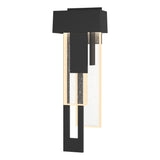 Hubbardton Forge 2018 Coastal Black Seeded Clear Glass (II) Left Rainfall LED Outdoor Sconce