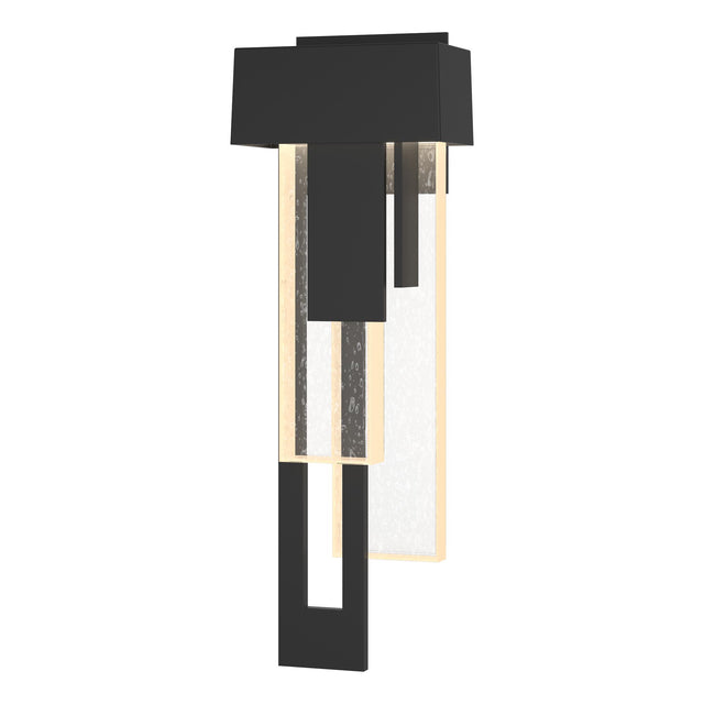 Hubbardton Forge 2018 Coastal Black Seeded Clear Glass (II) Left Rainfall LED Outdoor Sconce