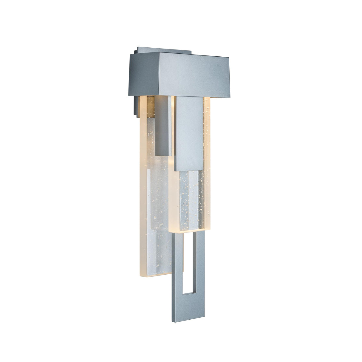 Hubbardton Forge 2018 Coastal Burnished Steel Seeded Clear Glass (II) Right Rainfall LED Outdoor Sconce
