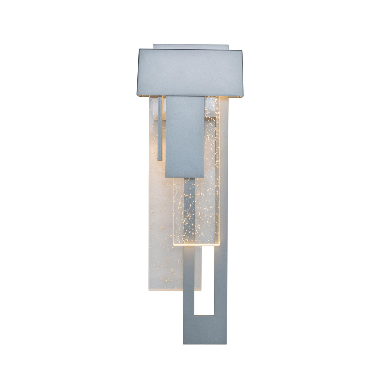 Hubbardton Forge 2018 Coastal Burnished Steel Seeded Clear Glass (II) Right Rainfall LED Outdoor Sconce