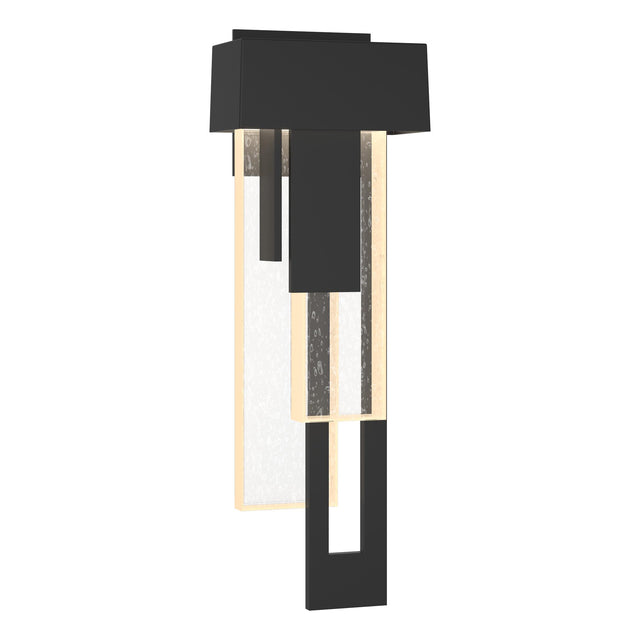 Hubbardton Forge 2018 Coastal Black Seeded Clear Glass (II) Right Rainfall LED Outdoor Sconce