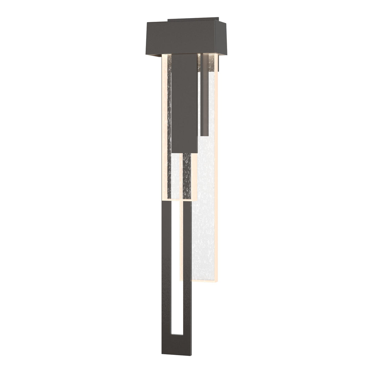 Hubbardton Forge 2018 Coastal Oil Rubbed Bronze Seeded Clear Glass (II) Left Rainfall Large LED Outdoor Sconce