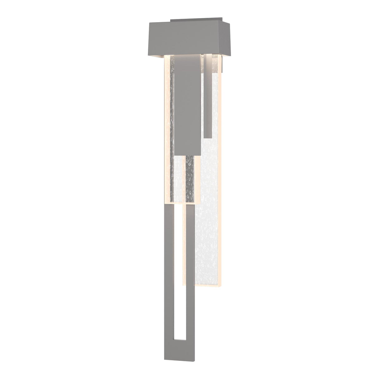 Hubbardton Forge 2018 Coastal Burnished Steel Seeded Clear Glass (II) Left Rainfall Large LED Outdoor Sconce