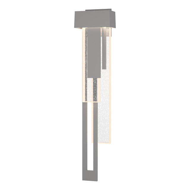 Hubbardton Forge 2018 Coastal Burnished Steel Seeded Clear Glass (II) Left Rainfall Large LED Outdoor Sconce