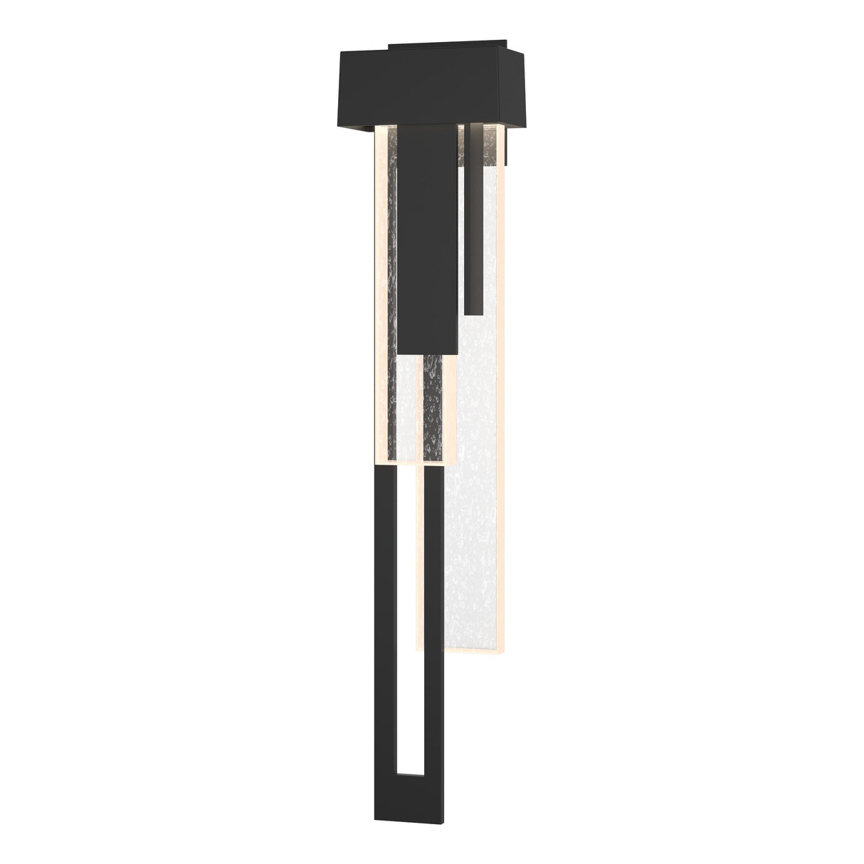 Hubbardton Forge 2018 Coastal Black Seeded Clear Glass (II) Left Rainfall Large LED Outdoor Sconce