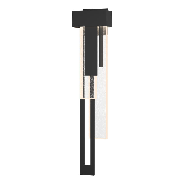 Hubbardton Forge 2018 Coastal Black Seeded Clear Glass (II) Left Rainfall Large LED Outdoor Sconce