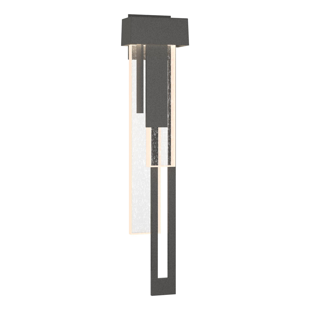 Hubbardton Forge 2018 Coastal Natural Iron Seeded Clear Glass (II) Right Rainfall Large LED Outdoor Sconce