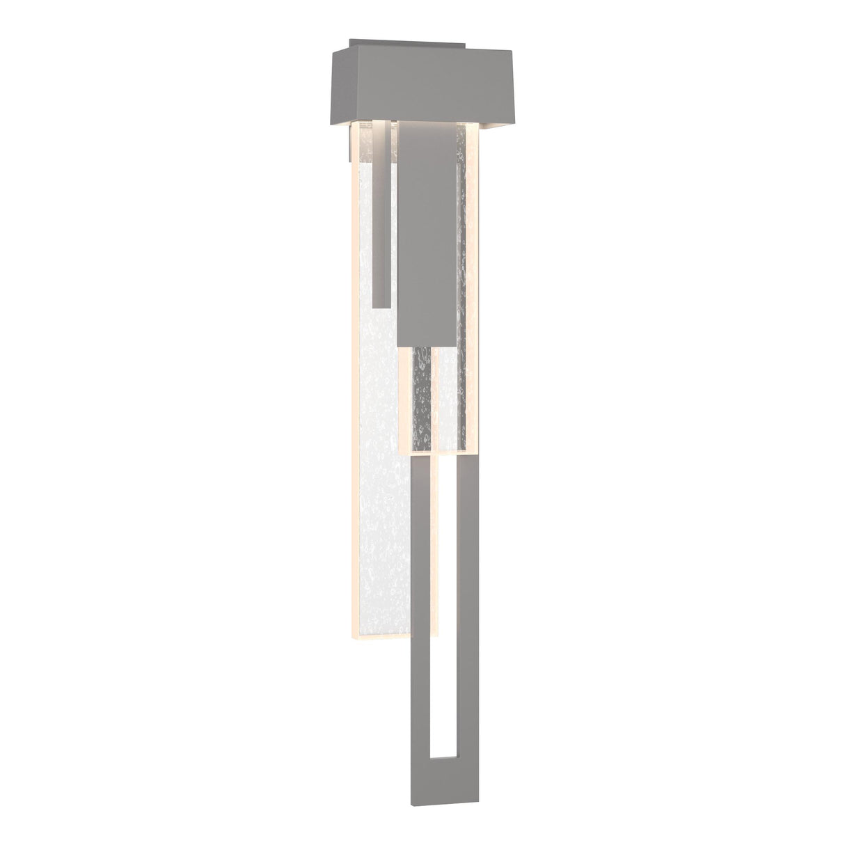Hubbardton Forge 2018 Coastal Burnished Steel Seeded Clear Glass (II) Right Rainfall Large LED Outdoor Sconce