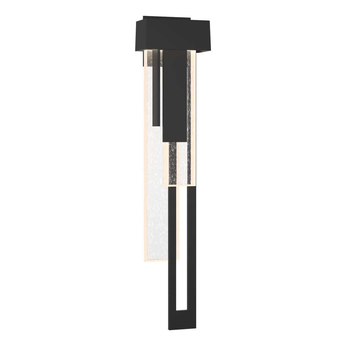 Hubbardton Forge 2018 Coastal Black Seeded Clear Glass (II) Right Rainfall Large LED Outdoor Sconce