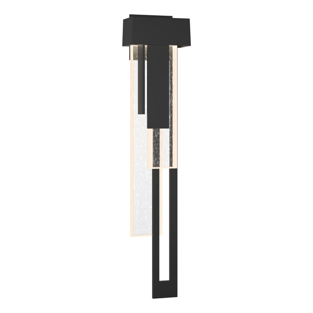 Hubbardton Forge 2018 Coastal Black Seeded Clear Glass (II) Right Rainfall Large LED Outdoor Sconce