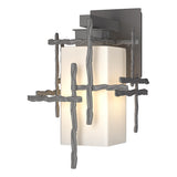 Hubbardton Forge 2023 Coastal Burnished Steel Opal Glass (GG) Tura Small Outdoor Sconce