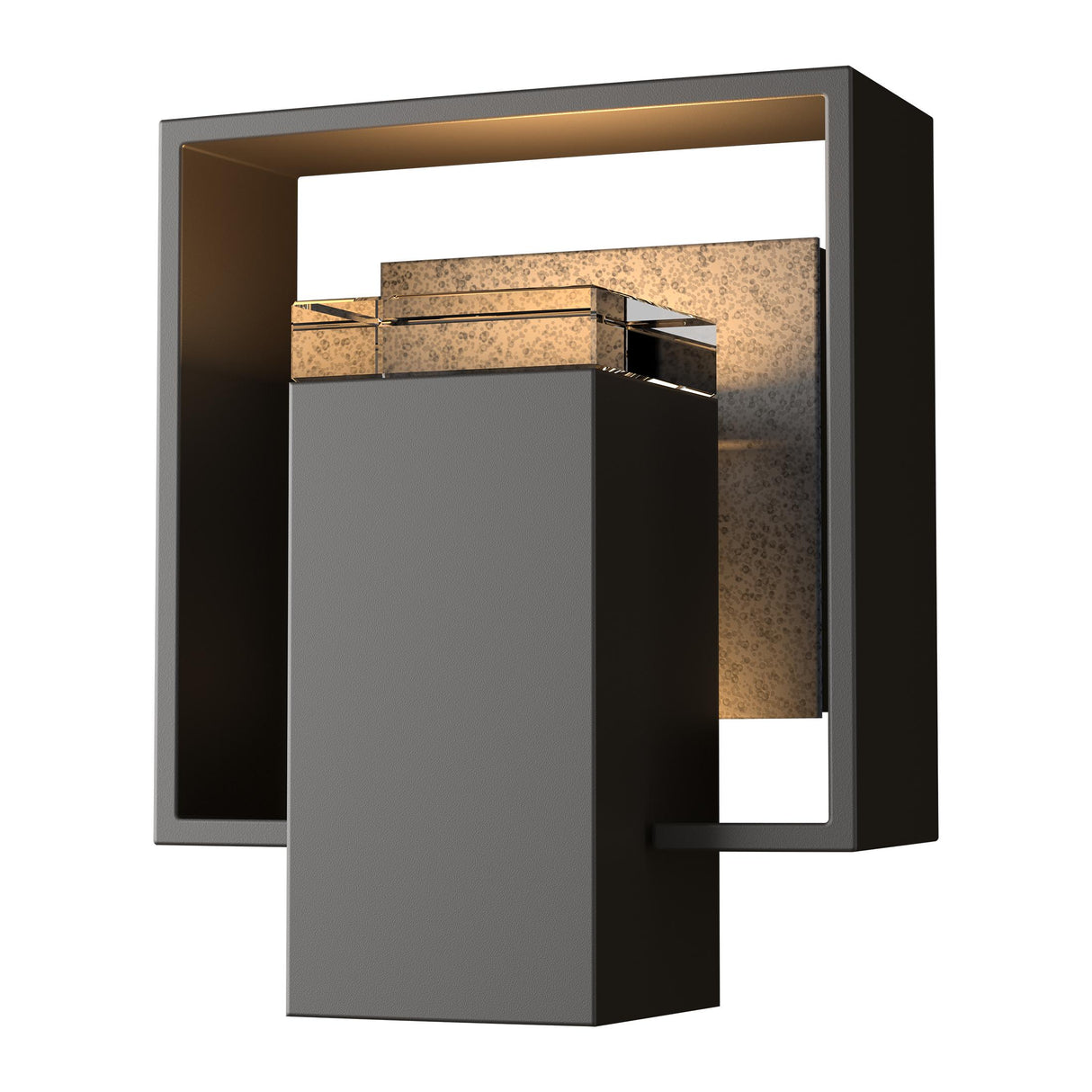 Hubbardton Forge 2018 Coastal Oil Rubbed Bronze Coastal Natural Iron Clear Glass (ZM) Shadow Box Small Outdoor Sconce