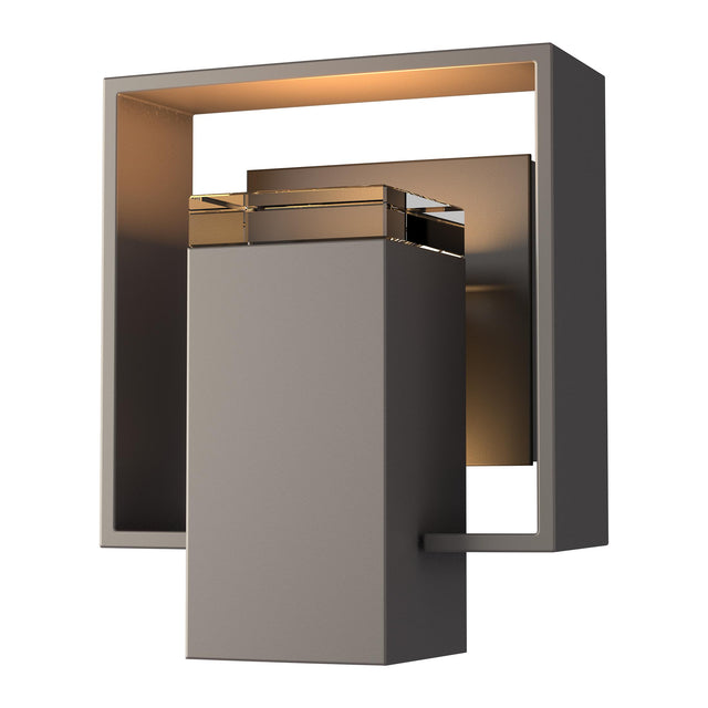 Hubbardton Forge 2018 Coastal Dark Smoke Coastal Oil Rubbed Bronze Clear Glass (ZM) Shadow Box Small Outdoor Sconce