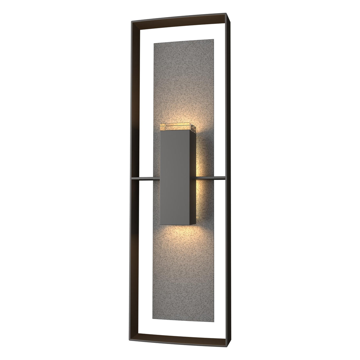 Hubbardton Forge 2020 Coastal Oil Rubbed Bronze Coastal Natural Iron Clear Glass (ZM) Shadow Box Tall Outdoor Sconce
