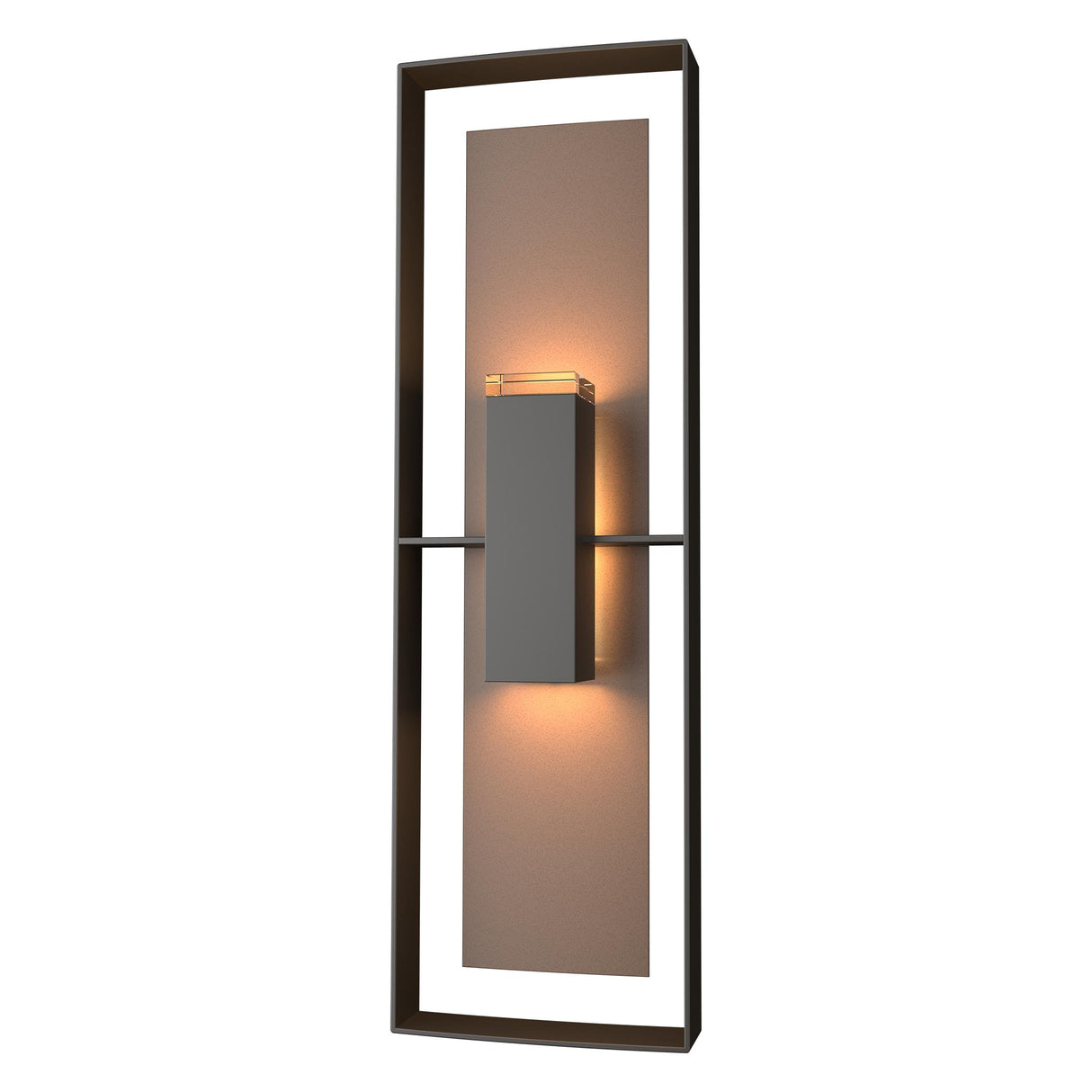 Hubbardton Forge 2020 Coastal Oil Rubbed Bronze Coastal Bronze Clear Glass (ZM) Shadow Box Tall Outdoor Sconce