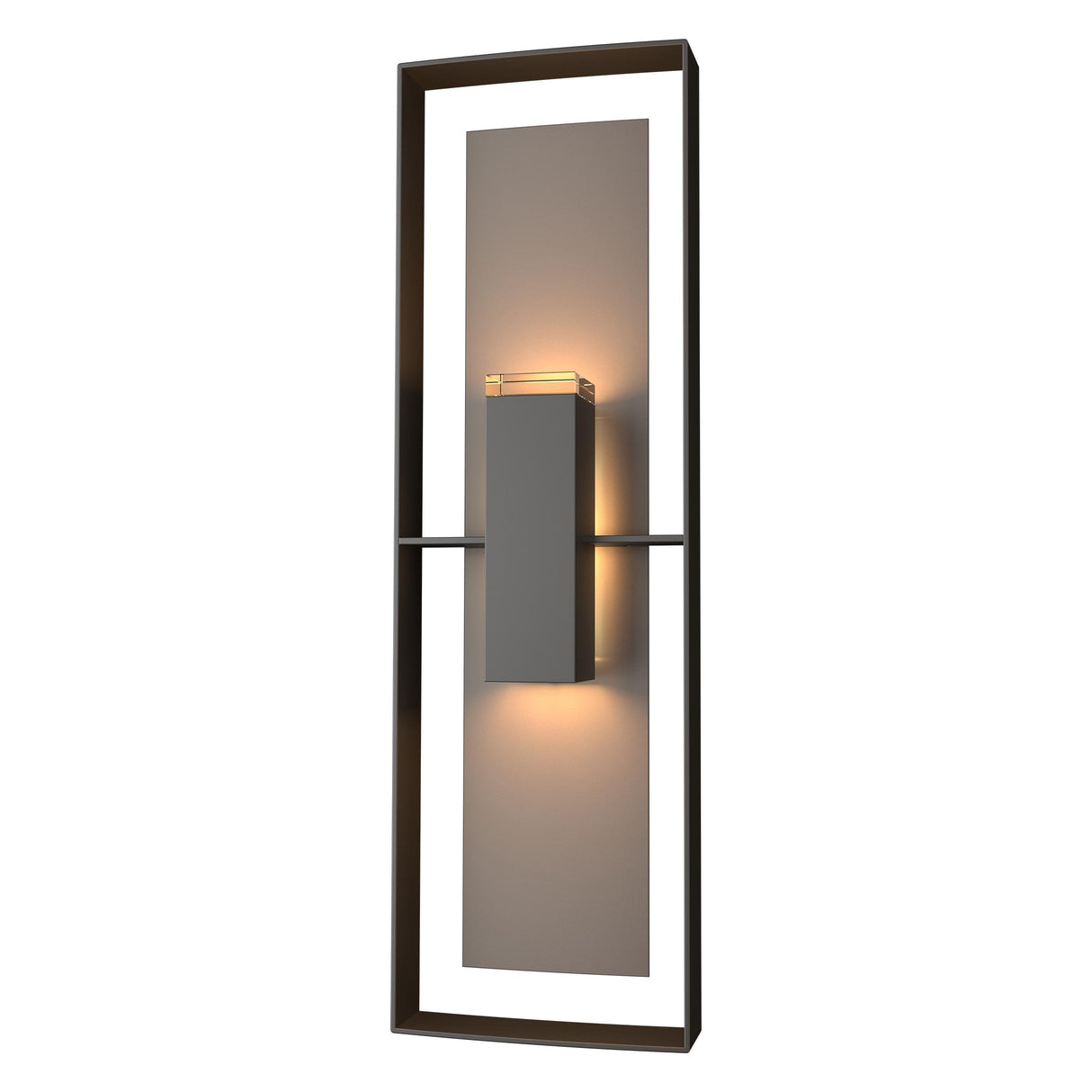 Hubbardton Forge 2020 Coastal Oil Rubbed Bronze Coastal Dark Smoke Clear Glass (ZM) Shadow Box Tall Outdoor Sconce