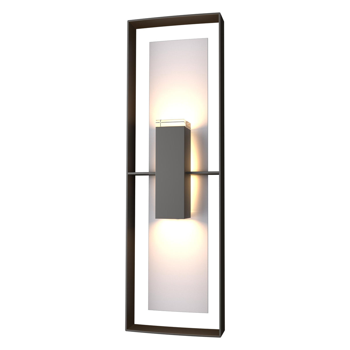 Hubbardton Forge 2020 Coastal Oil Rubbed Bronze Coastal Burnished Steel Clear Glass (ZM) Shadow Box Tall Outdoor Sconce
