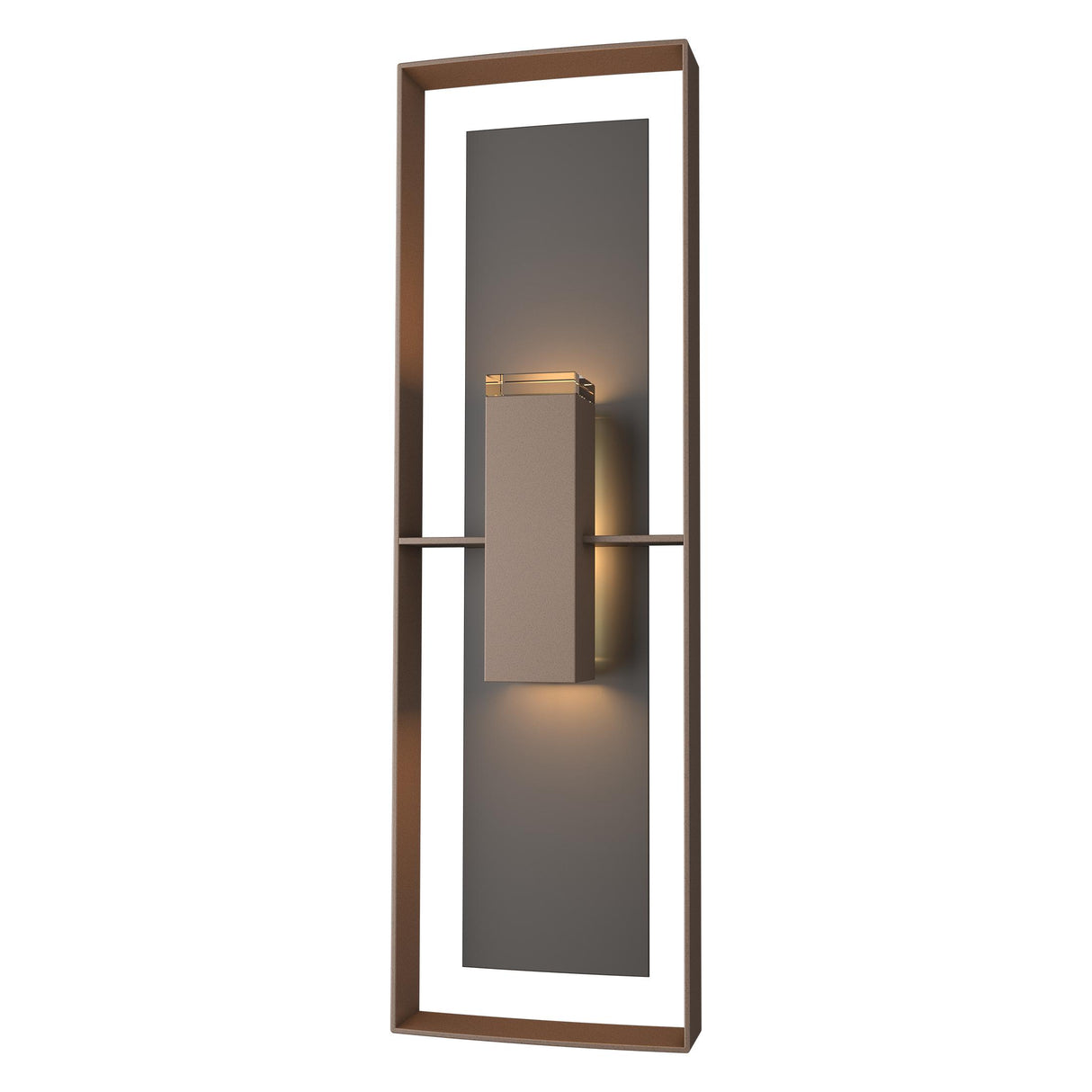 Hubbardton Forge 2020 Coastal Bronze Coastal Oil Rubbed Bronze Clear Glass (ZM) Shadow Box Tall Outdoor Sconce