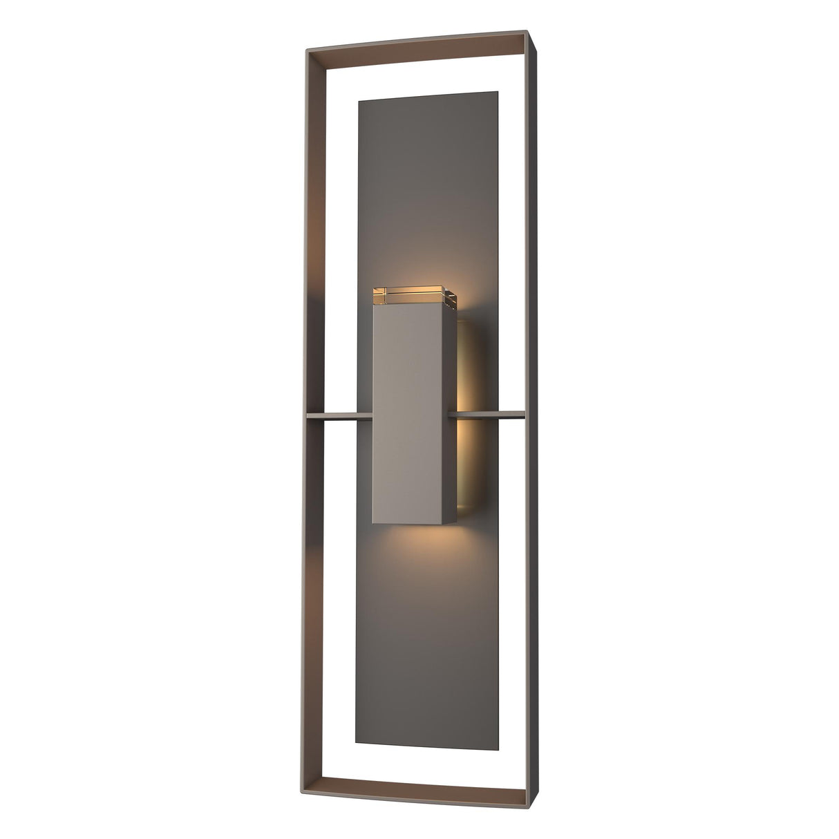 Hubbardton Forge 2020 Coastal Dark Smoke Coastal Oil Rubbed Bronze Clear Glass (ZM) Shadow Box Tall Outdoor Sconce