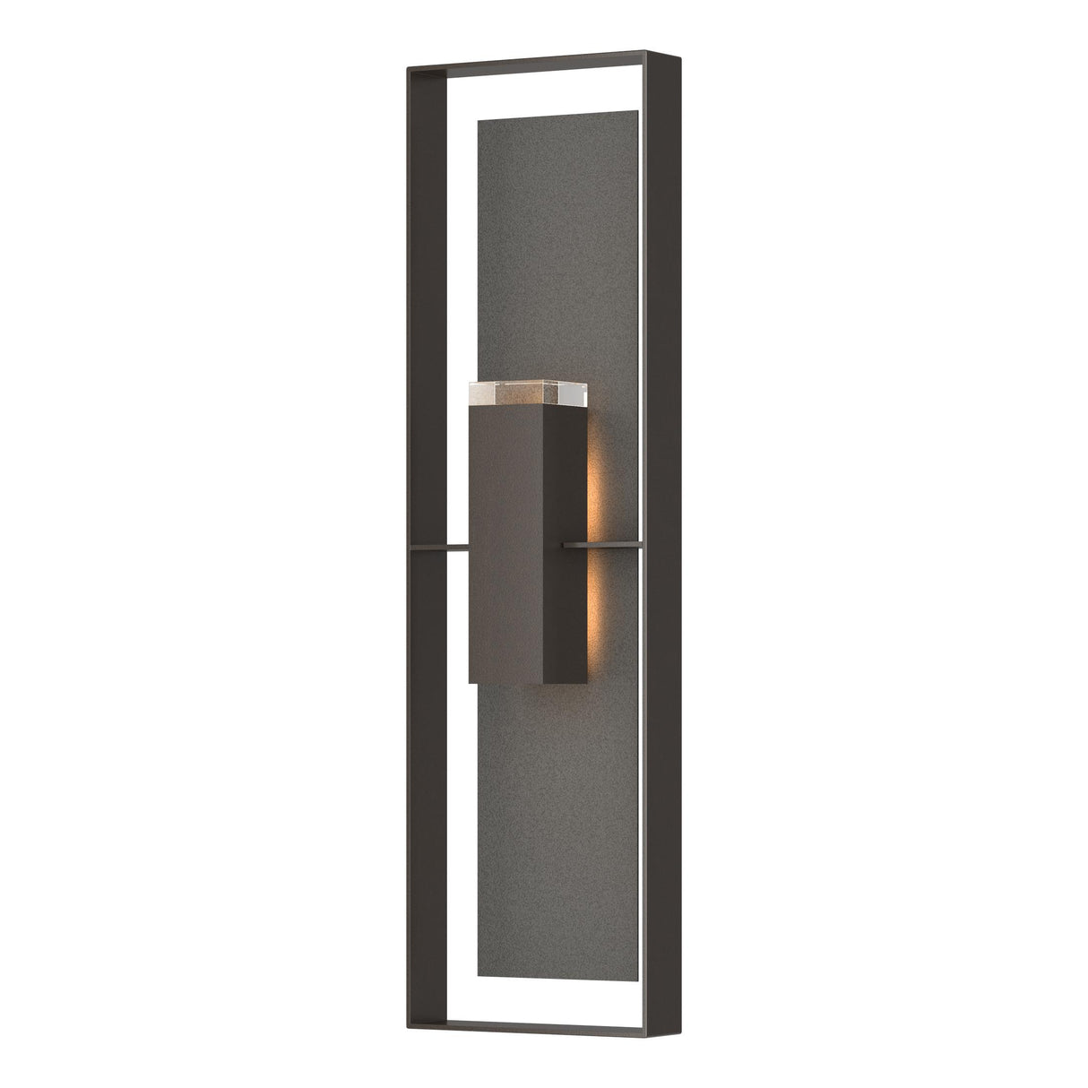 Hubbardton Forge 2023 Coastal Oil Rubbed Bronze Coastal Natural Iron Clear Glass (ZM) Shadow Box Extra Tall Sconce