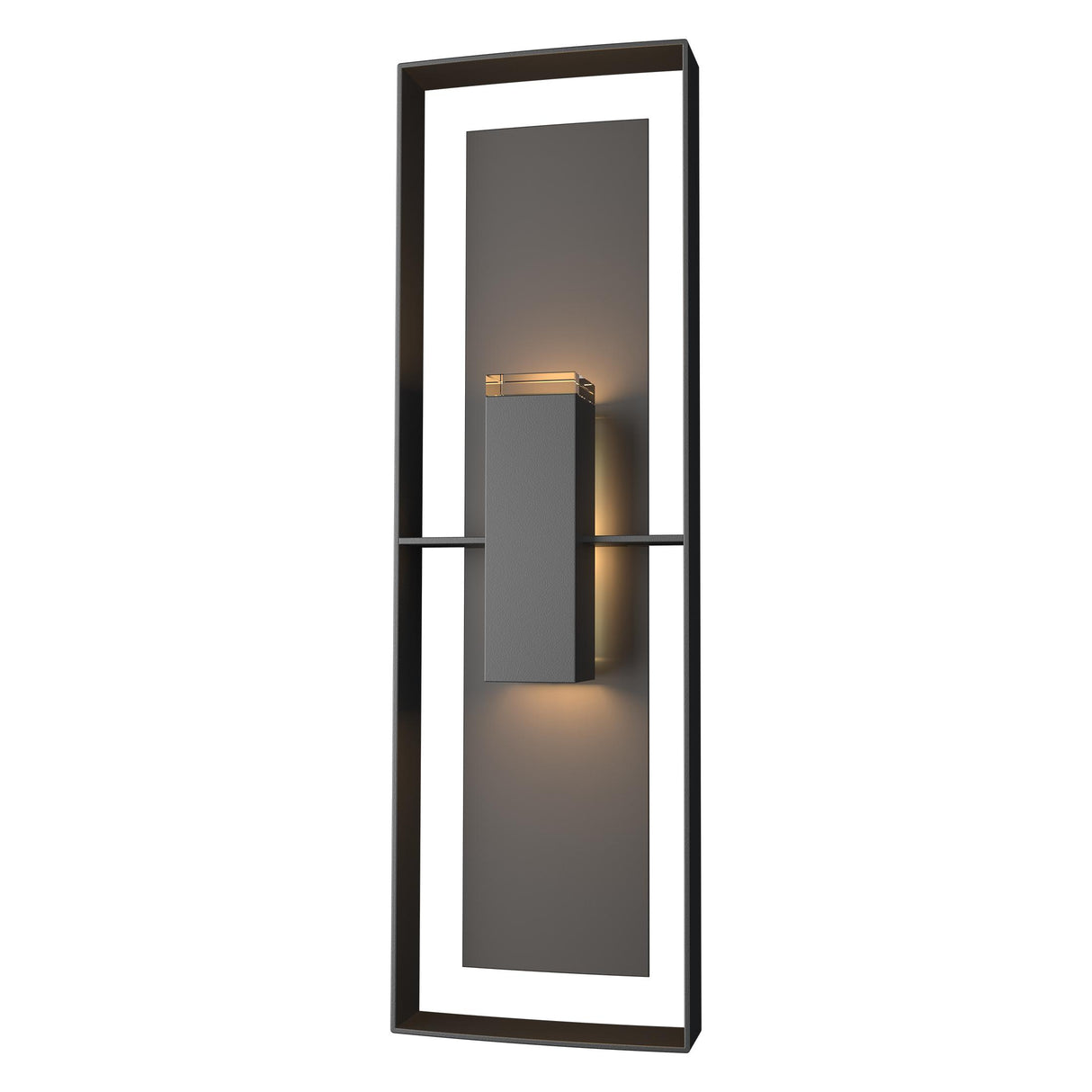 Hubbardton Forge 2020 Coastal Black Coastal Oil Rubbed Bronze Clear Glass (ZM) Shadow Box Tall Outdoor Sconce