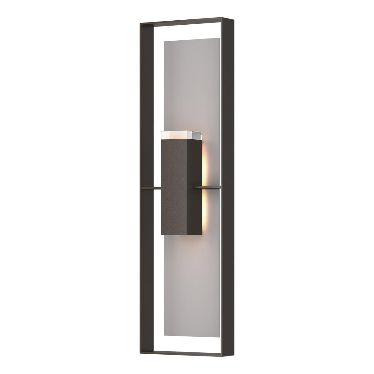 Hubbardton Forge 2023 Coastal Oil Rubbed Bronze Coastal Burnished Steel Clear Glass (ZM) Shadow Box Extra Tall Sconce