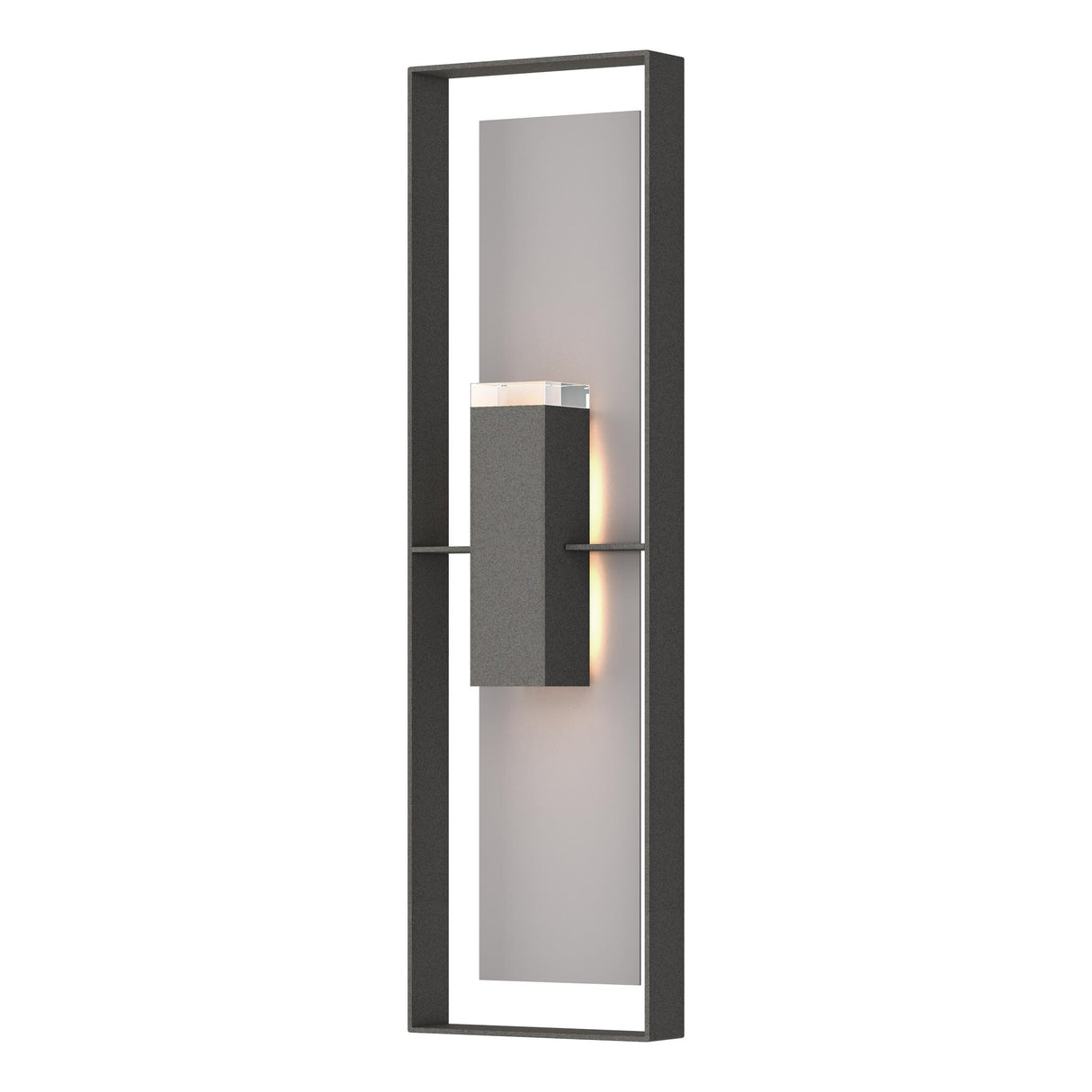 Hubbardton Forge 2023 Coastal Natural Iron Coastal Burnished Steel Clear Glass (ZM) Shadow Box Extra Tall Sconce