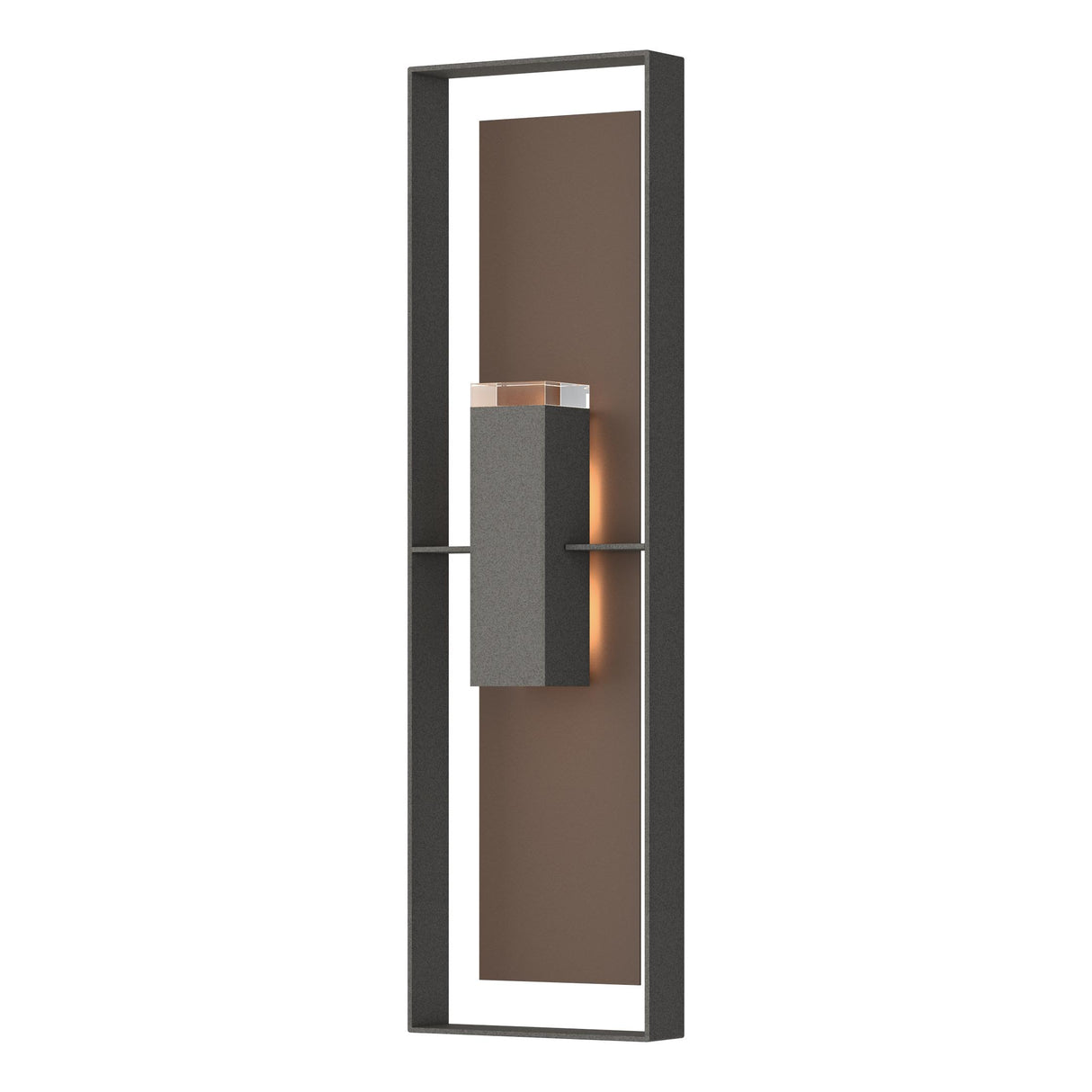 Hubbardton Forge 2023 Coastal Natural Iron Coastal Bronze Clear Glass (ZM) Shadow Box Extra Tall Sconce