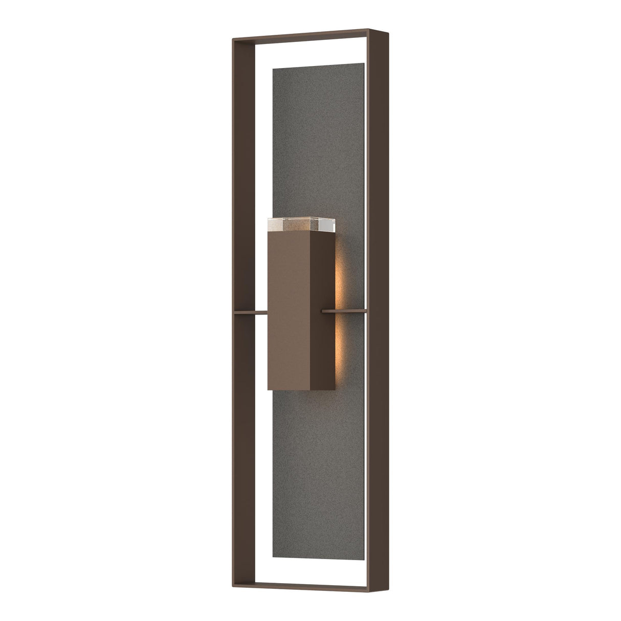Hubbardton Forge 2023 Coastal Bronze Coastal Natural Iron Clear Glass (ZM) Shadow Box Extra Tall Sconce