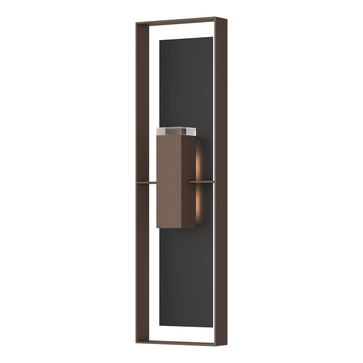Hubbardton Forge 2023 Coastal Bronze Coastal Black Clear Glass (ZM) Shadow Box Extra Tall Sconce