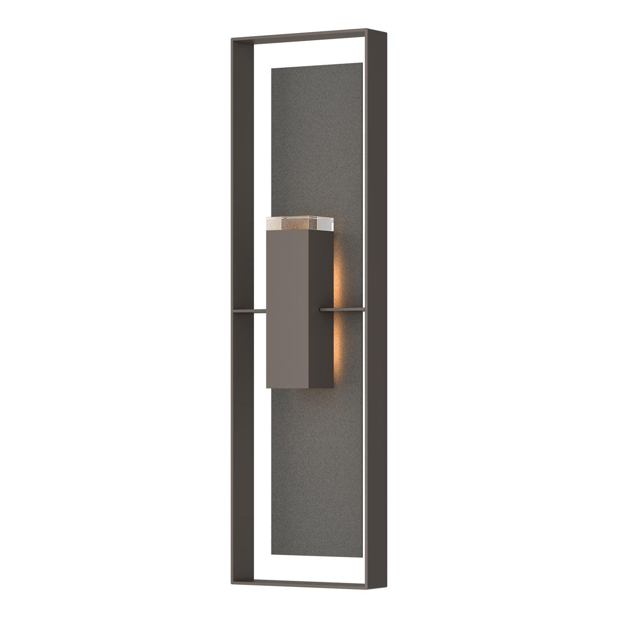 Hubbardton Forge 2023 Coastal Dark Smoke Coastal Natural Iron Clear Glass (ZM) Shadow Box Extra Tall Sconce