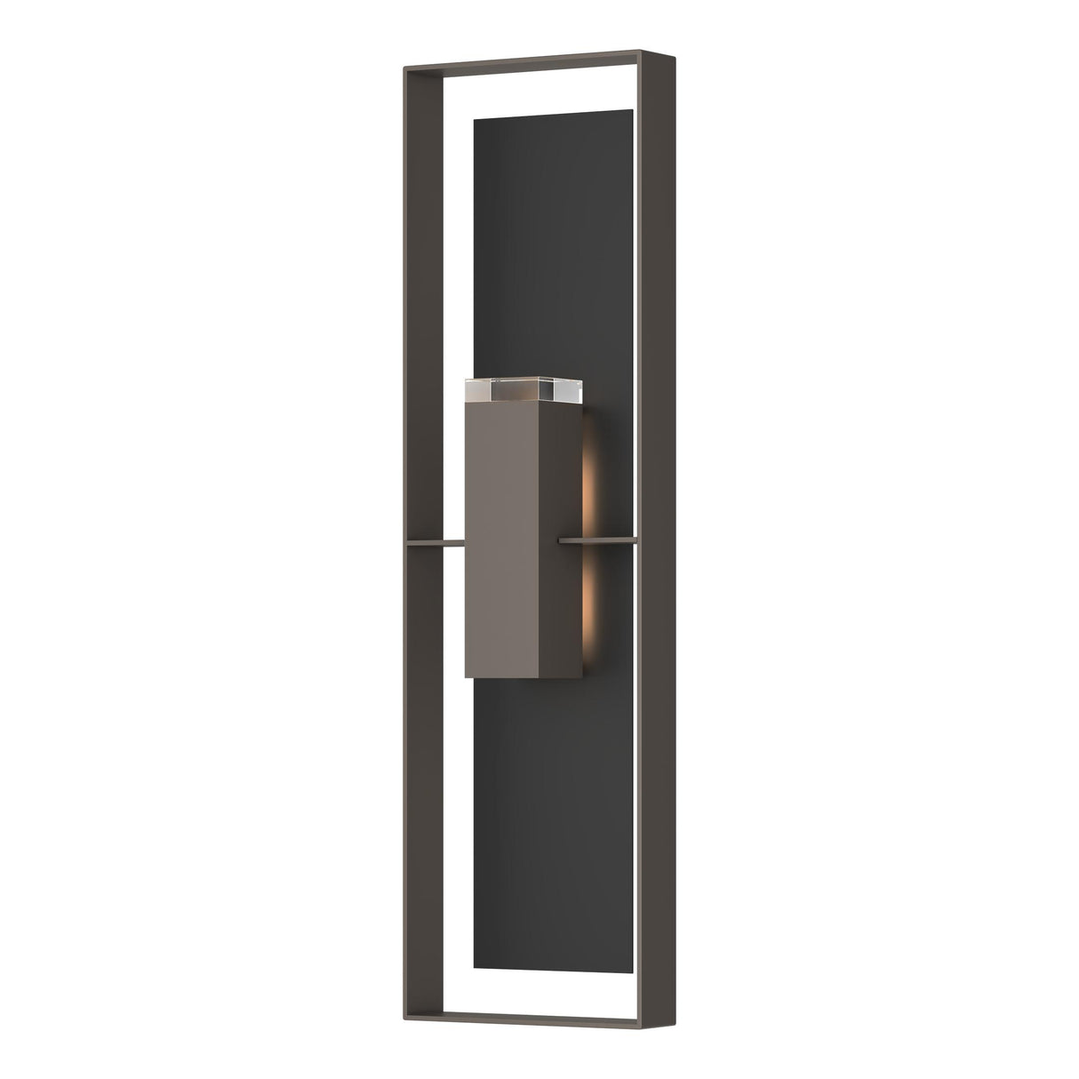 Hubbardton Forge 2023 Coastal Dark Smoke Coastal Black Clear Glass (ZM) Shadow Box Extra Tall Sconce