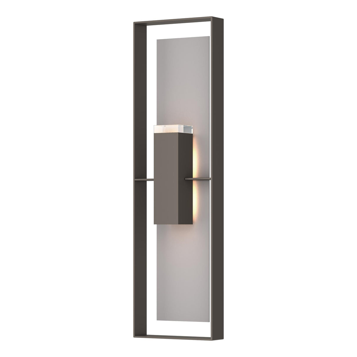 Hubbardton Forge 2023 Coastal Dark Smoke Coastal Burnished Steel Clear Glass (ZM) Shadow Box Extra Tall Sconce