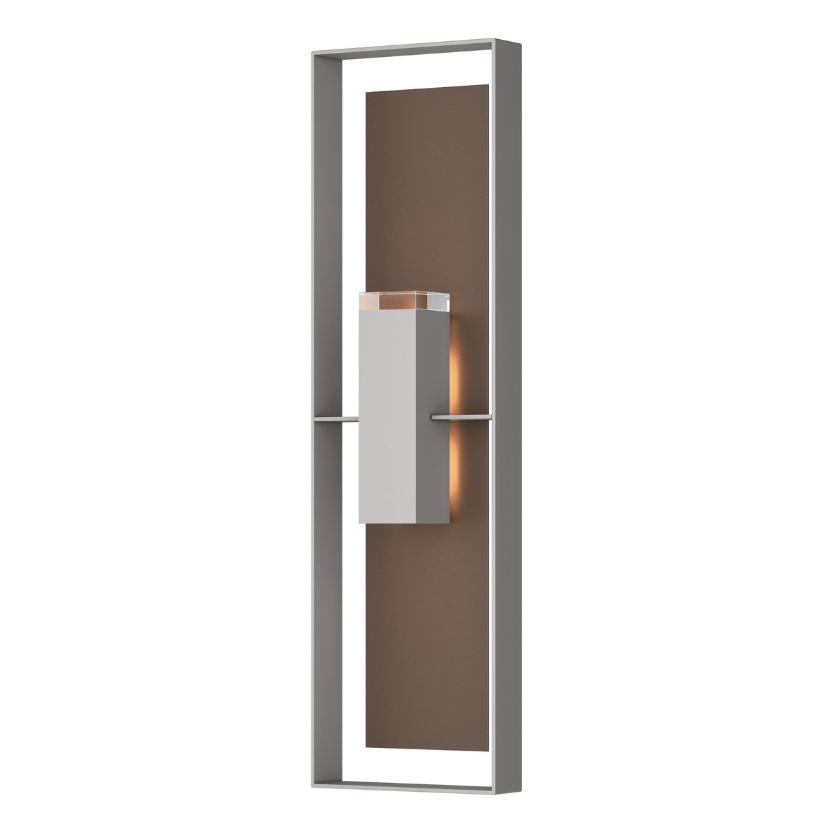Hubbardton Forge 2023 Coastal Burnished Steel Coastal Bronze Clear Glass (ZM) Shadow Box Extra Tall Sconce