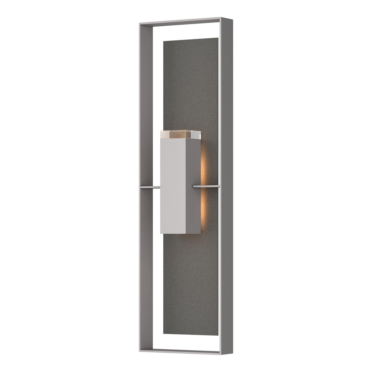 Hubbardton Forge 2023 Coastal Burnished Steel Coastal Natural Iron Clear Glass (ZM) Shadow Box Extra Tall Sconce
