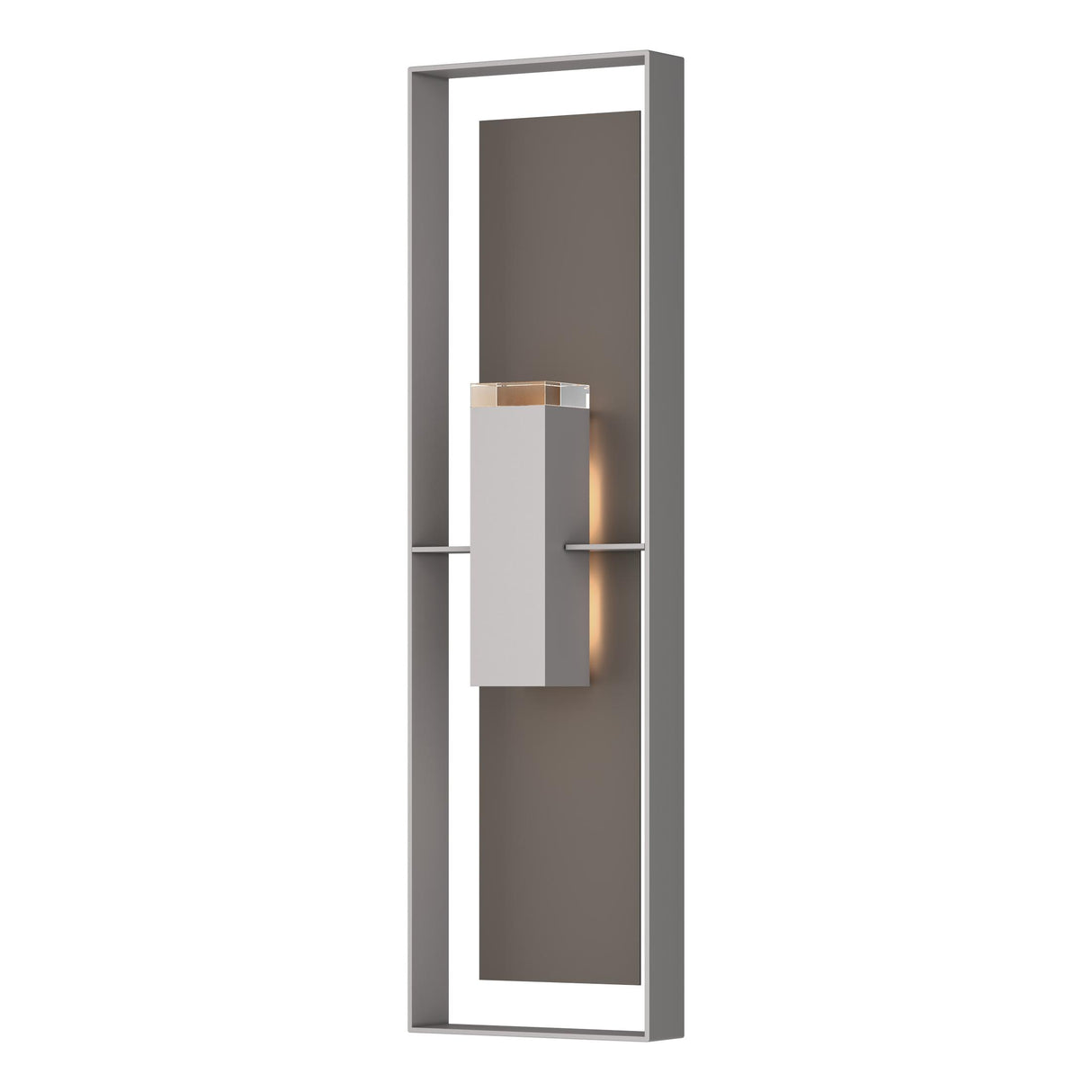 Hubbardton Forge 2023 Coastal Burnished Steel Coastal Dark Smoke Clear Glass (ZM) Shadow Box Extra Tall Sconce